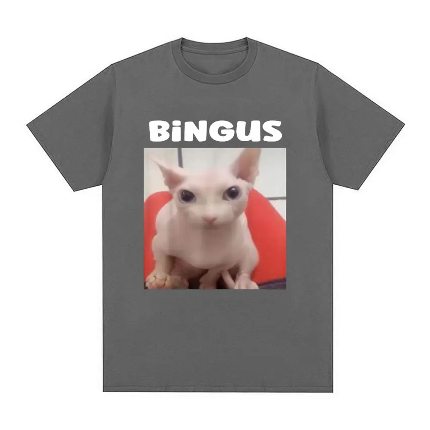 Bingus Meme Funny Cute Cat Graphic T-Shirt for Men Women Fashion Casual Oversized T-shirts 100% Cotton Short Sleeve T Shirt Tops