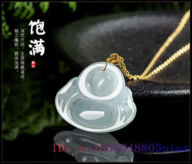 Burmese Jade Maitreya Pendant Necklace Gemstone Pendants White Natural Man 925 Silver Amulets Jadeite Talismans Jewelry