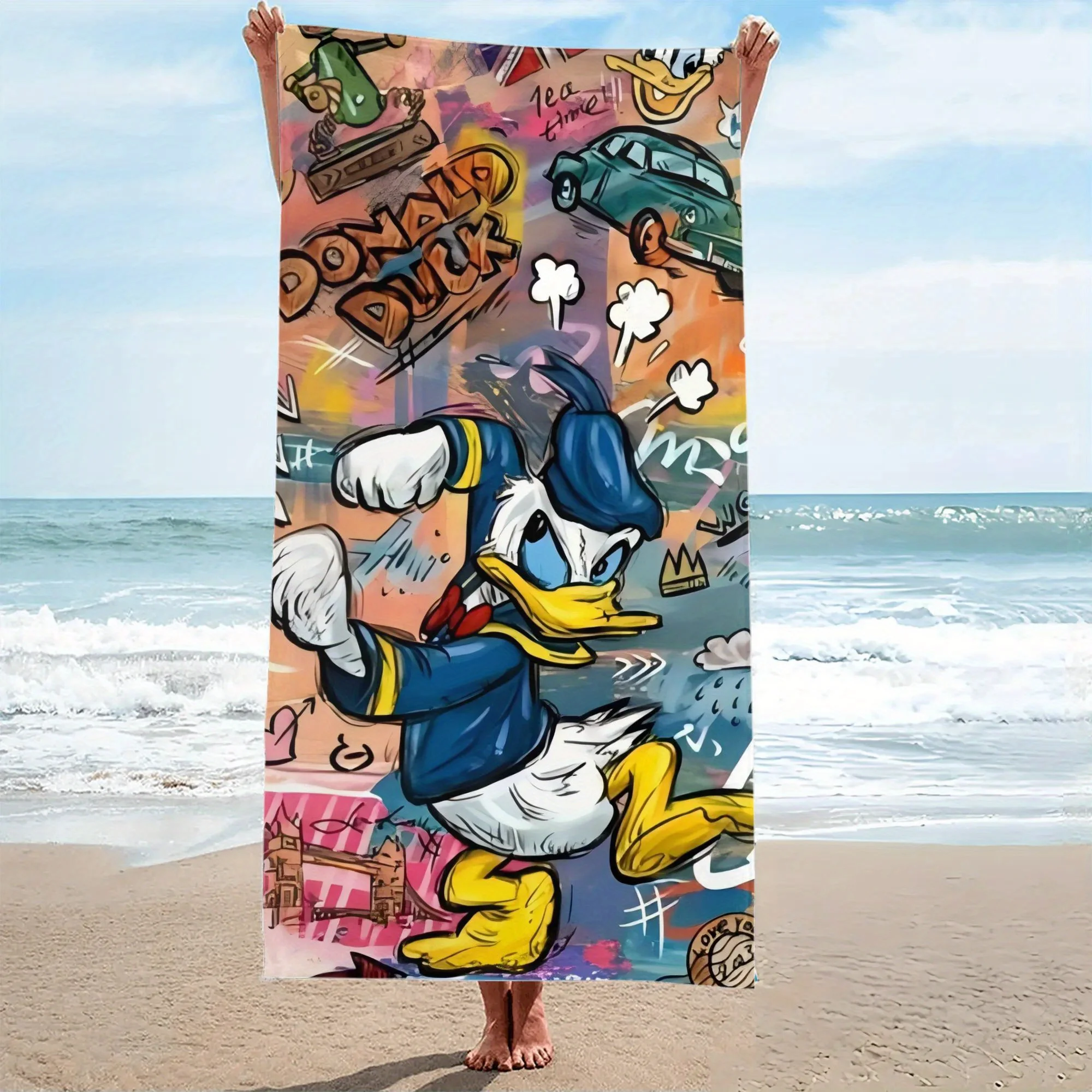 

Пляжное полотенце с изображением Дональда Дака, 1 шт. - Быстросохнущее, мягкое и впитывающее полотенце для плавания с логотипами Дональда Дака и Скудж МакДака.