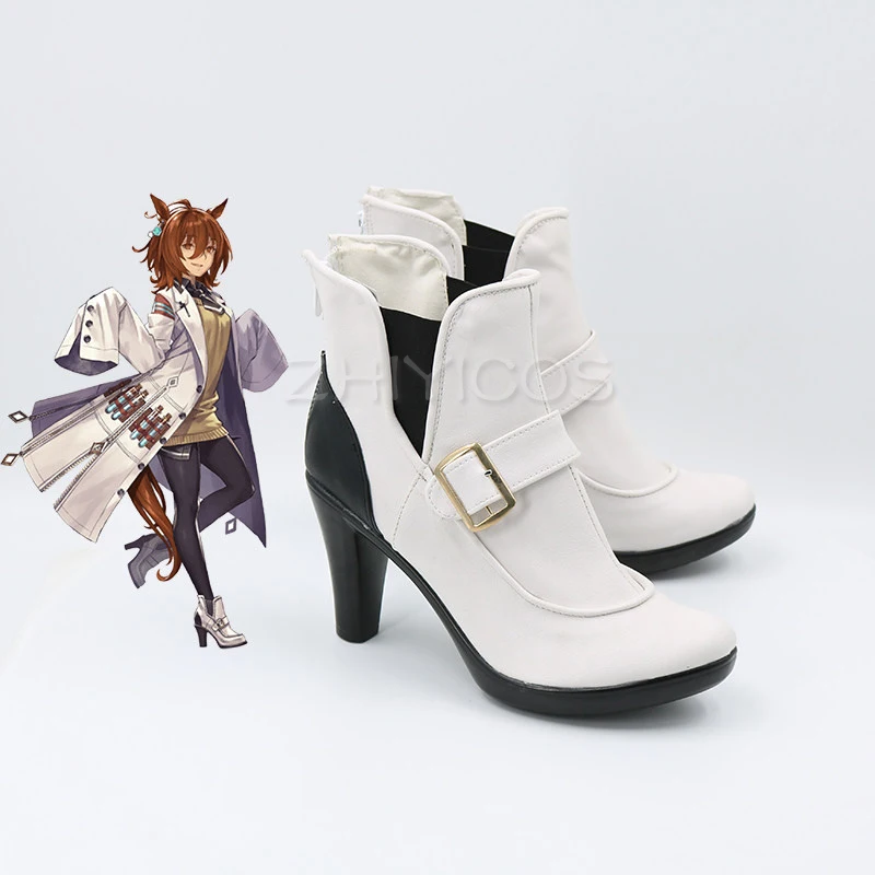 New Game Pretty Derby Agnes Tachyon Cosplay Boots PU Leather Halloween Carnival Shoes for Women Cosplay Accessories