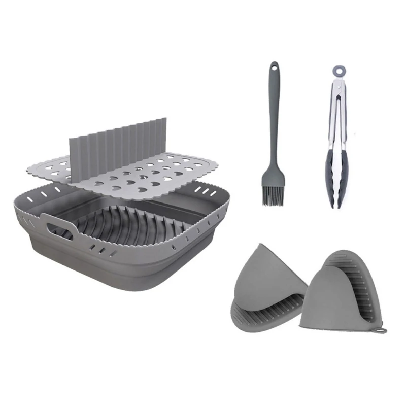 M2EE سيليكون مقلاة الهواء بطانة مقسم قفازات مقاومة للحرارة مقلاة الهواء بطانة قابلة لإعادة الاستخدام