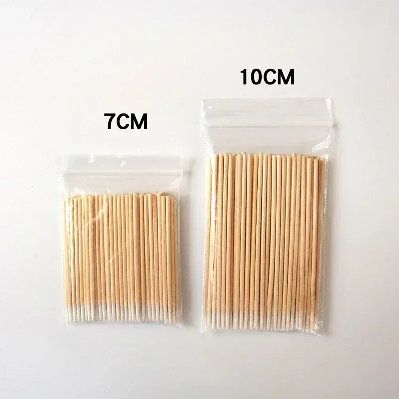 60/100/500Pcs Nails Wood Cotton Swab Clean Sticks Bud Tip Wooden Cotton Head Manicure Detail Corrector Nail Polish Remover Tool