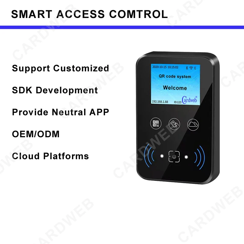 Customized Cloud Data WiFi TCP/IP Display Screen QR NFC Reader RFID Bar Code QR Code Remote Door Access Controller