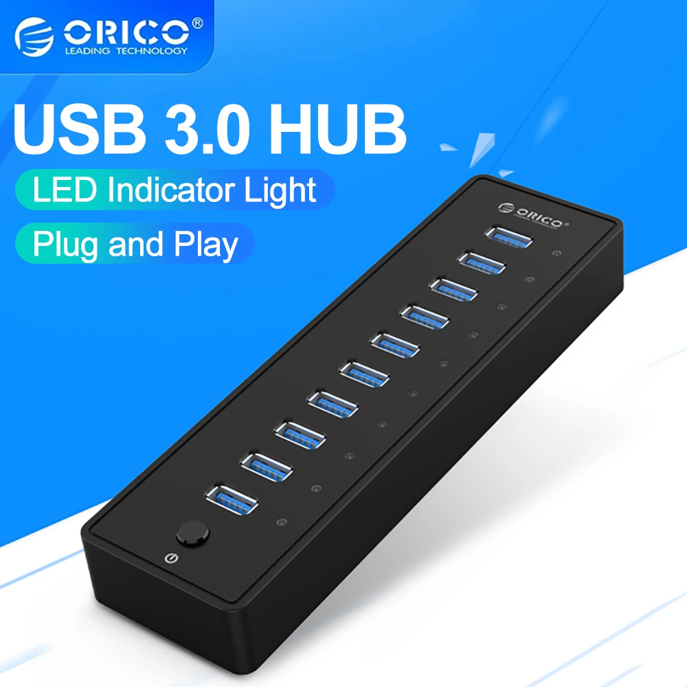 ORICO USB Hub 10 Ports Hub USB 3.0 Splitter USB Splitter for Laptop Macbook Steam Deck for Data Transfer Charging Dock Station