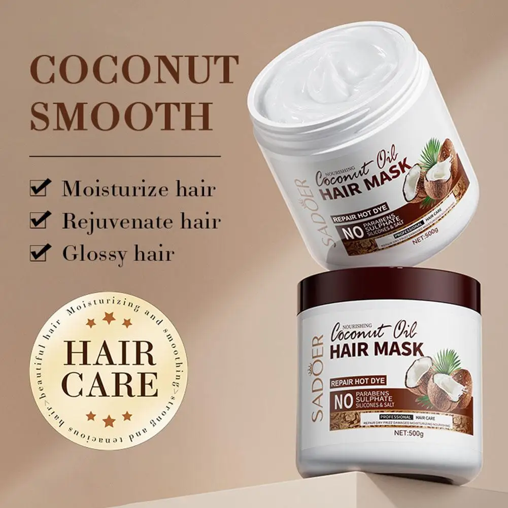 500g Anti-frizz Leave-in Coconut Conditioner For Damaged Hair Moisturizing Hair Mask Nourishing Hair Care Repair Hair Mask