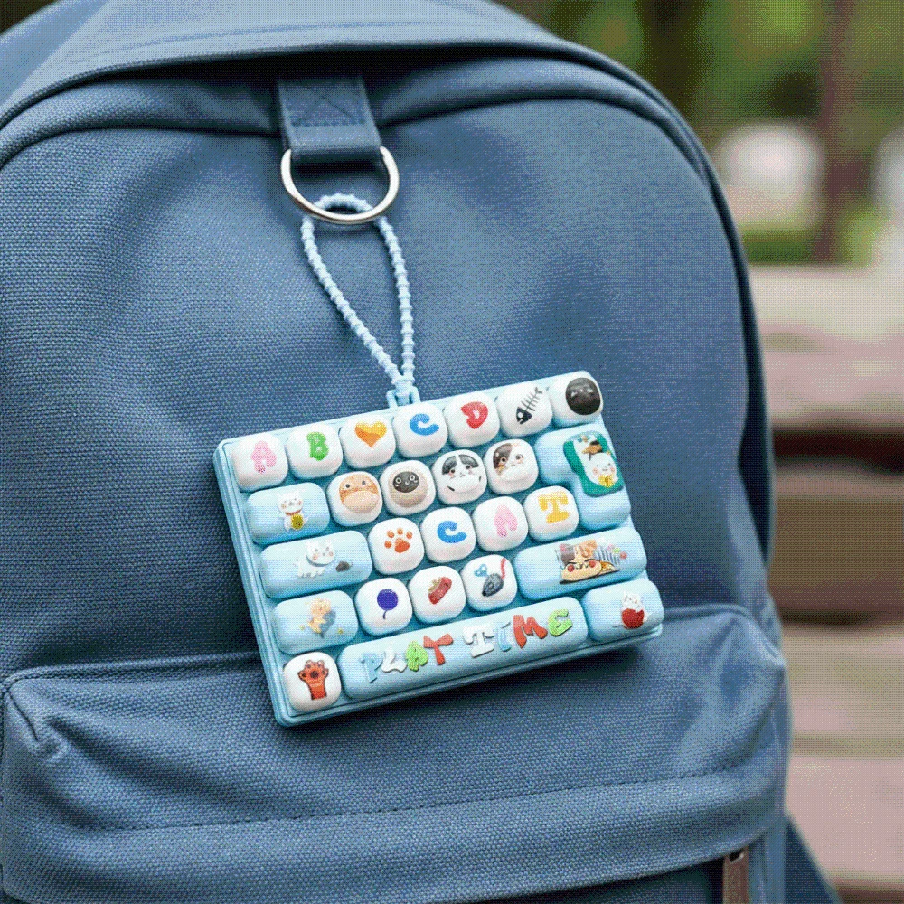 26 Keys Layout Keyboard Fidget Cute Cartoon Mechanical Switch Mechanical Keycap Clicker Portable Mini Size