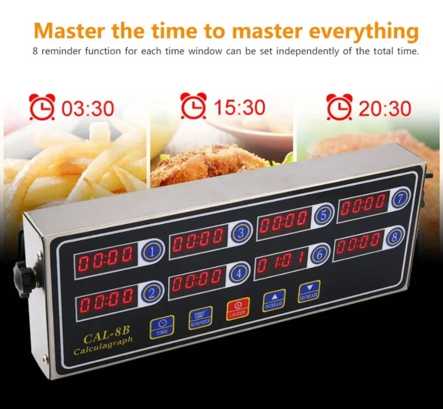 CAL-8B Portable Calculagraph 8 Channel Digital Timer Kitchen Cooking Timing LCD Display Clock Shaking Reminder Dropshipping