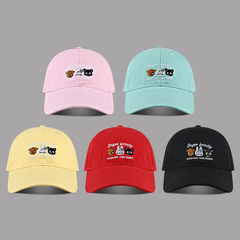 

New Cute Animals Embroidery Baseball Cap Women Korean Versatile Sweet Visor Hat Couple Fashion Leisure Adjustable Snapback Hat