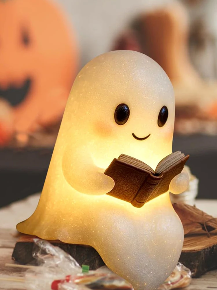 Cute Ghost Reading Book Lamp Ghost Reading Night Light LED Night Light for Readers & Book Lovers