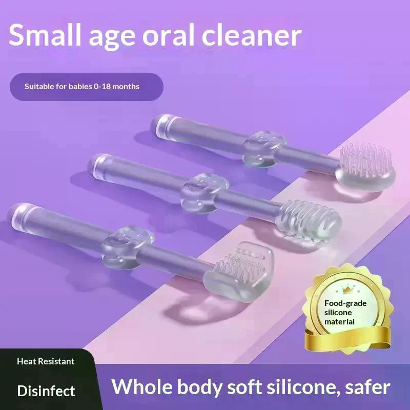 /ACR/3Pcs Silicone Baby Toothbrush With Wash Cup Oral And Tongue Moss Cleaner Brush Portable Oral Care For Travel