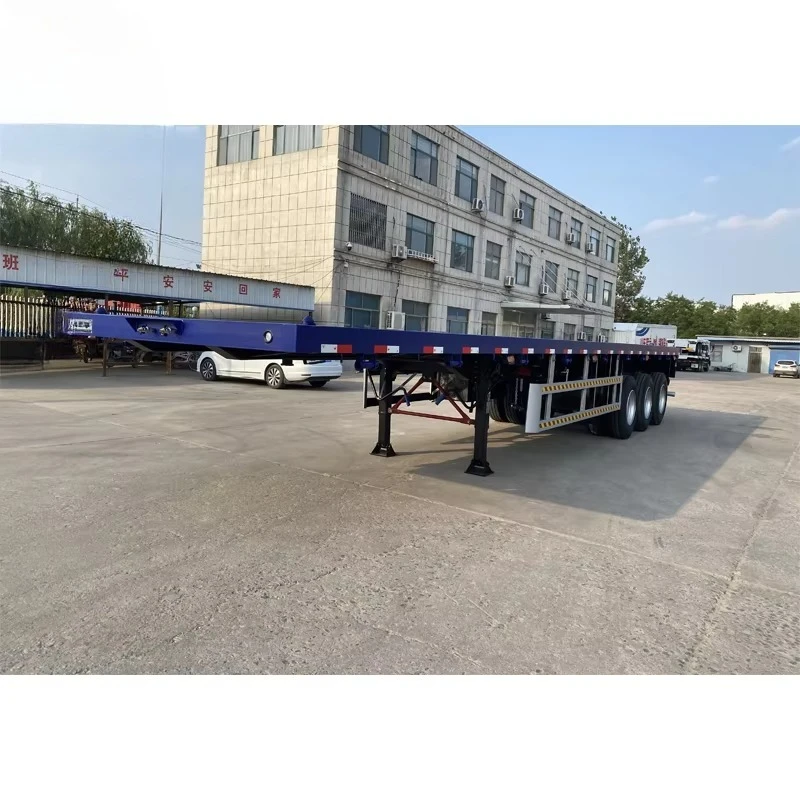 3-Axle container 20 feet 40 feet 45 feet 60 tons flatbed semi-trailer flatbed truck trailer for sale at a low price