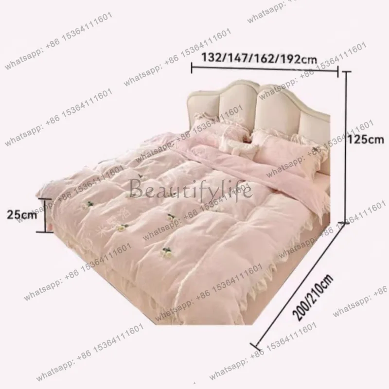 Luxury Style Minimalist Bed Mortise Tenon Structure Nordic Style Double Bed French Design Letto Matrimoniale Bedroom Furniture
