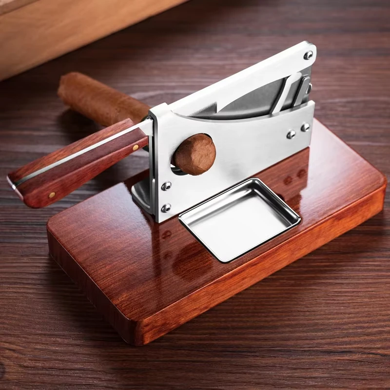Cigar Accessories Classic Cigar Cutter Punch Knife Solid Wood Stainless Steel Rosewood Press Cigar Cutter
