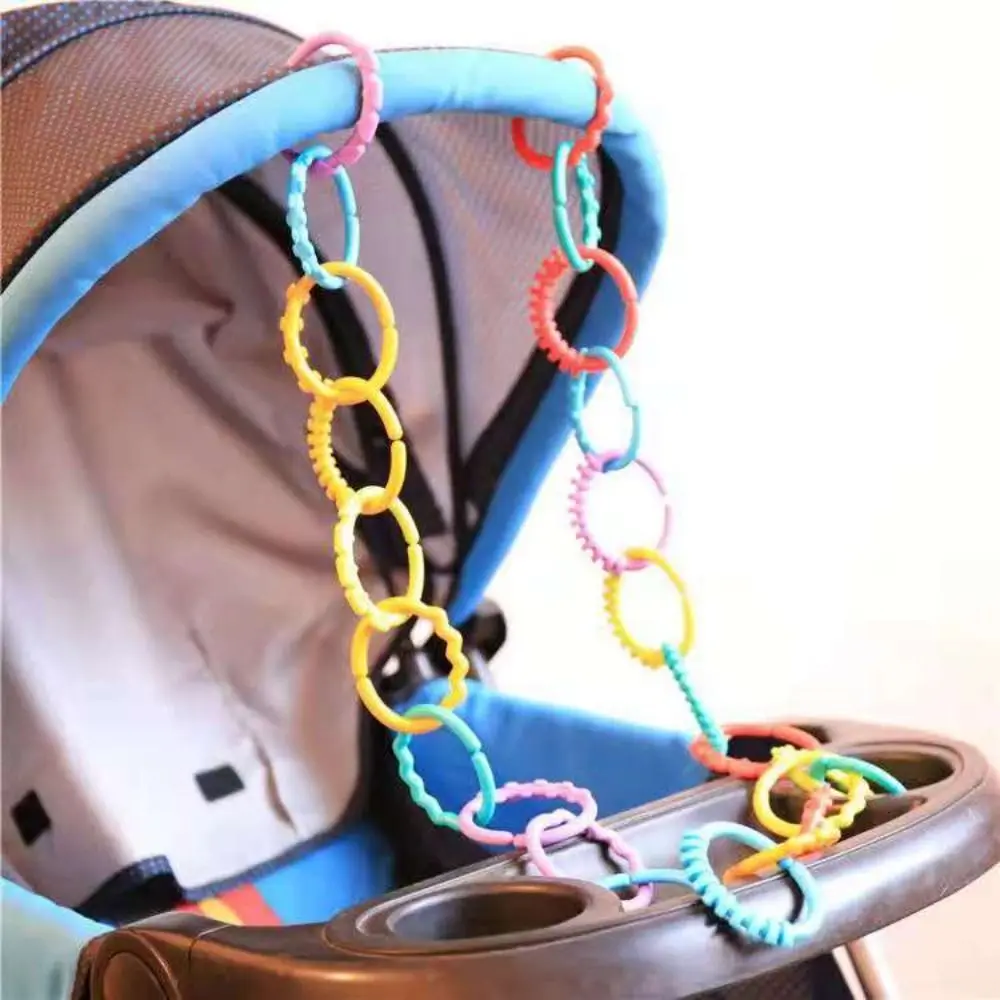 24 pz/set anelli di collegamento in plastica per passeggino Clip per la prima educazione su anelli per la dentizione per bambini Multicolor multifunzionale