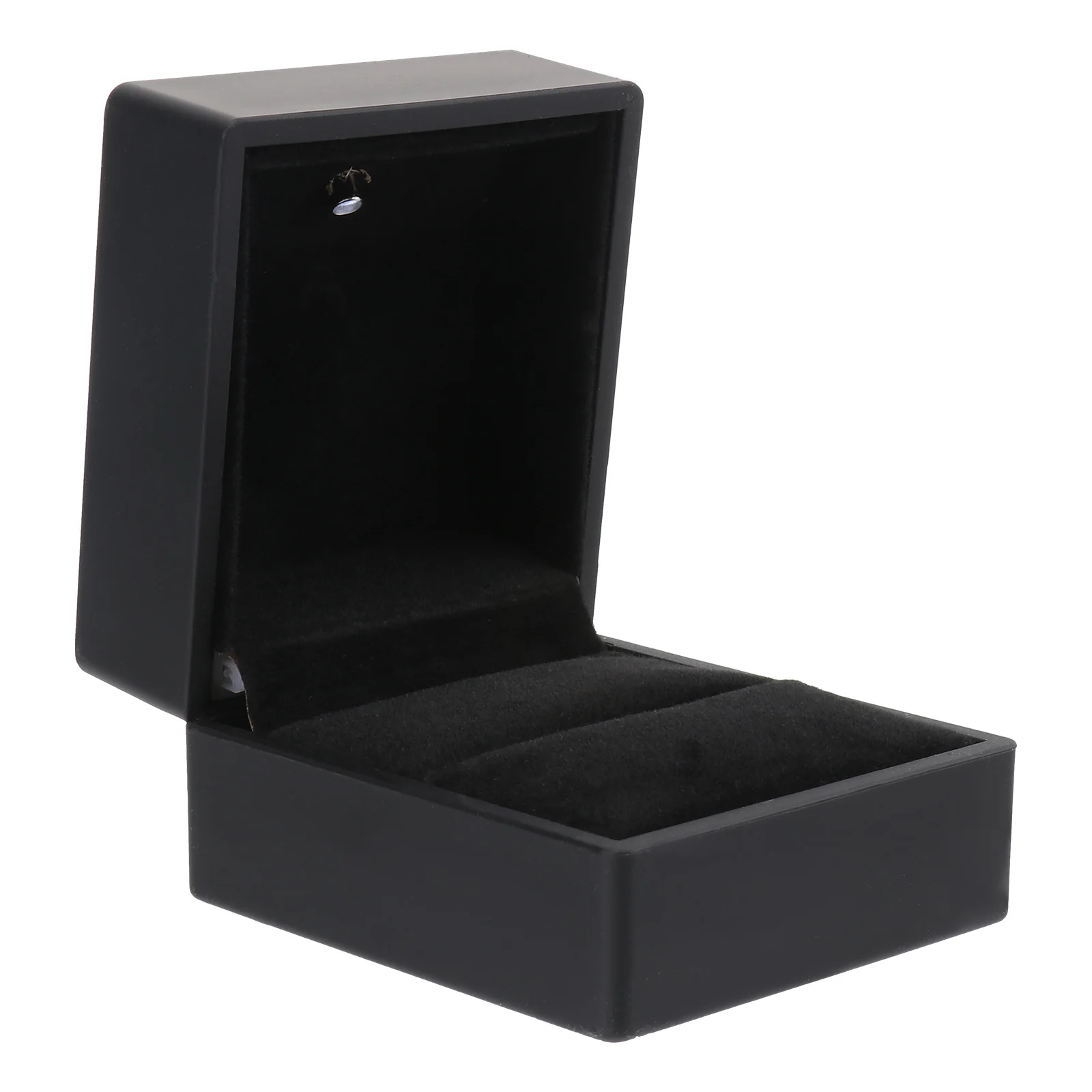 Jewelry Wedding Ring Box Case Black Durable PU Metal LED Lighting Romantic Proposal Ring Gift Storage Box Case
