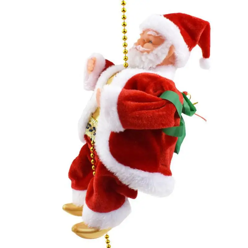 Electric Santa Claus Climbing Rope Ladder With Music Santa Musical Toys For Christmas Tree Home Decor Gifts For Boys And Girls