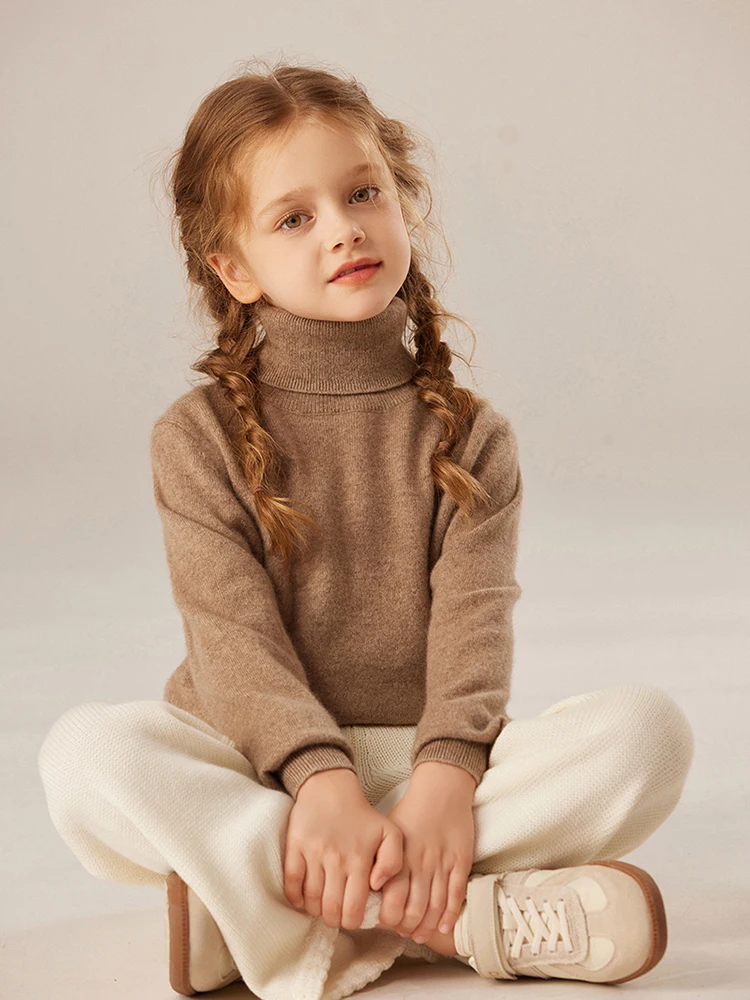 Maglione di cashmere autunno inverno per bambini dolcevita pullover basic ragazzo ragazza 12 colori 100% maglieria di cashmere abbigliamento per bambini top