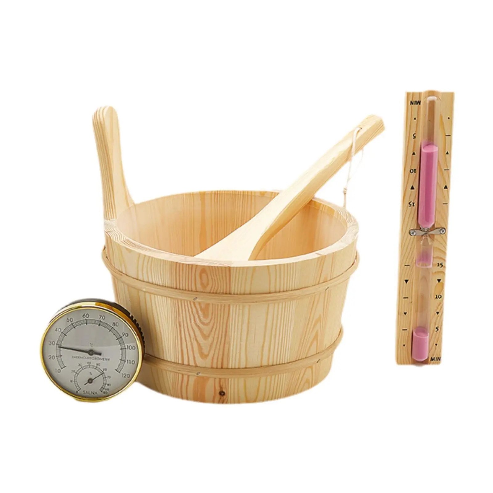 Wooden Sauna Bucket and Ladle Portable Sauna Barrel for Bathroom Home Bath