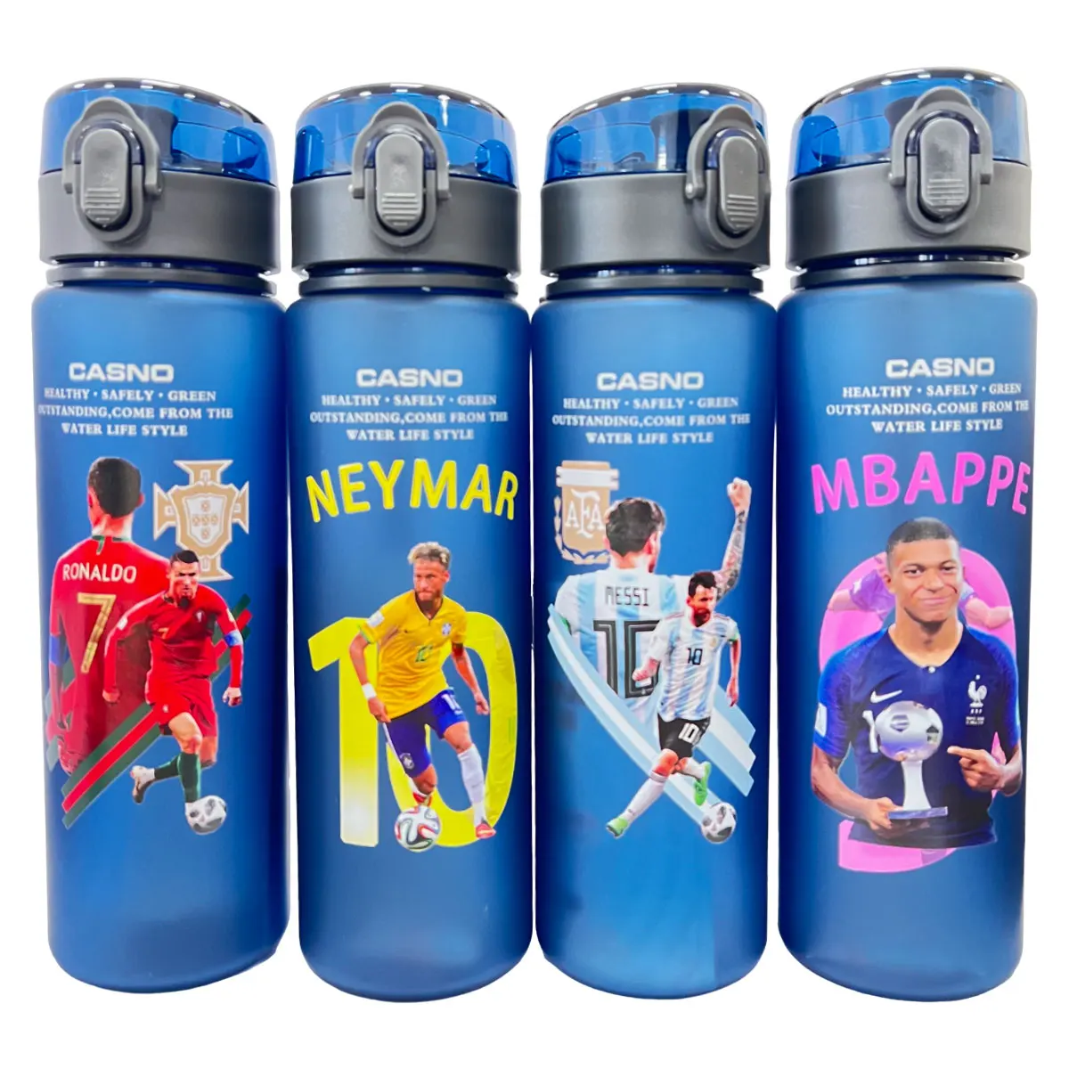 Nieuwe 2024 Fifa Messi Ronaldo Neymar Voetbalster 560Ml Grote Capaciteit Waterbeker Draagbare Plastic Outdoor Sport Waterfles Cadeau