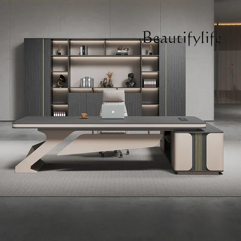 Factory Promotion J Large Desk Office Desk And Chair Combination President Table Supervisor Table Simple Modern Office Furniture