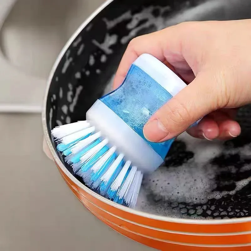 1pcs New Kitchen Pot Washing Brush Hydraulic Brush Automatic Liquid Filling Multi functional Short Handle Dishwashing Brush