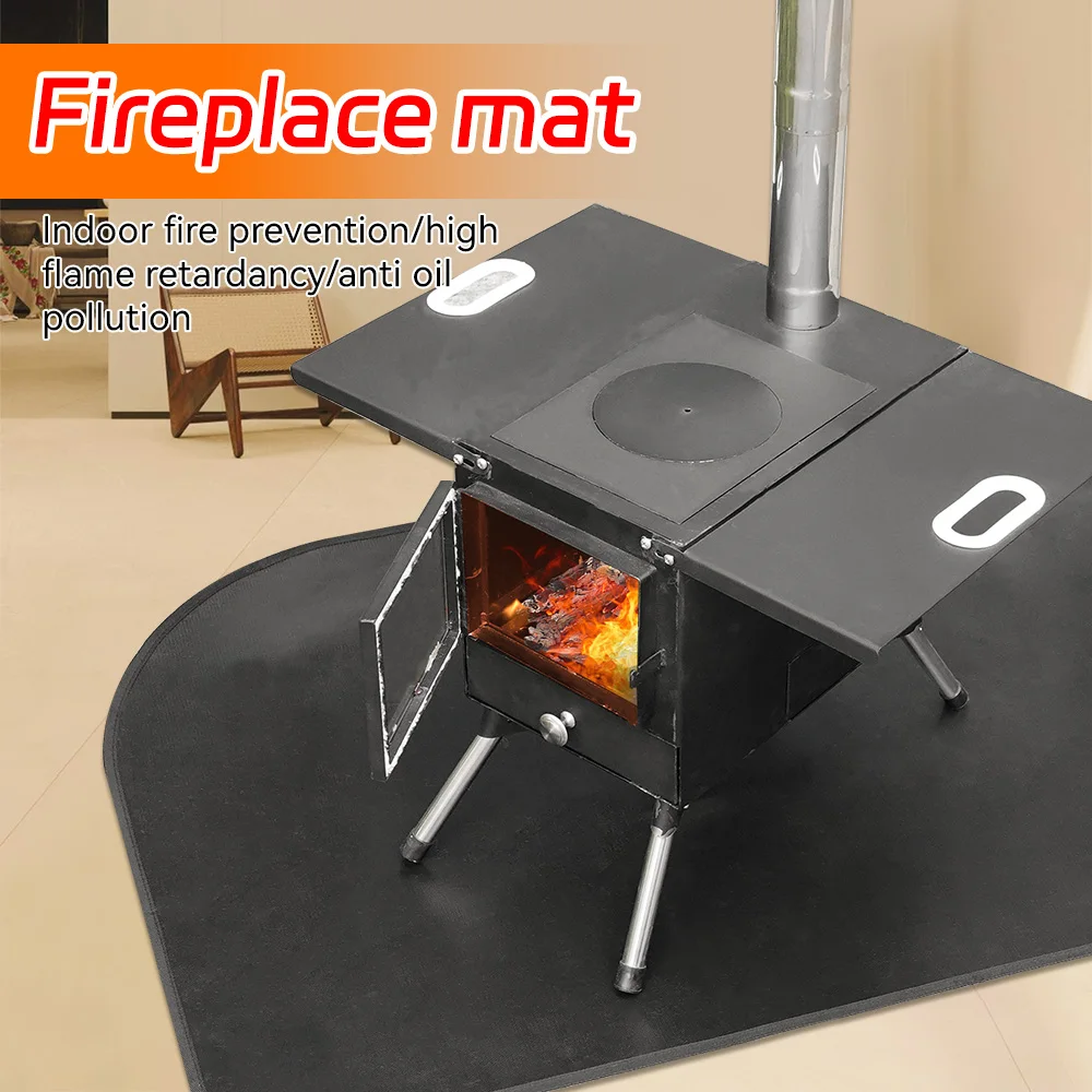 Fireproof Flame-retardant High-temperature Resistant Fireplace Mat Double Layer Fiberglass Floor Protection For Wooden Fireplace