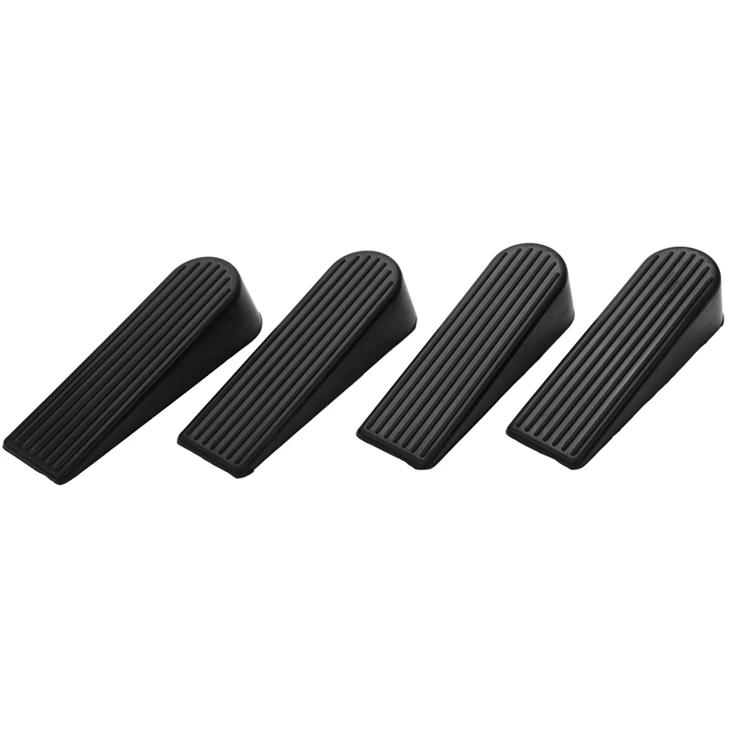 

4 Pack Door Stop Wedges, Rubber Non-Scratching Door Stoppers For Home And Office (Black)