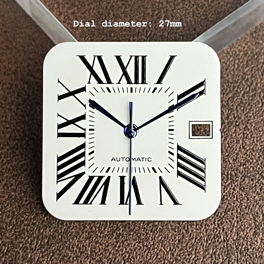 The 27mm NH35 watch with a square Roman numeral dial is suitable for the NH35 movement watch dial and pointer accessories