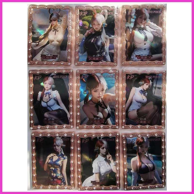 

Anime ONE PIECE Rare Limited Metal Diamond Inlaid KP Refraction Game Collectible Card Uta Toys for boys Christmas Birthday Gifts