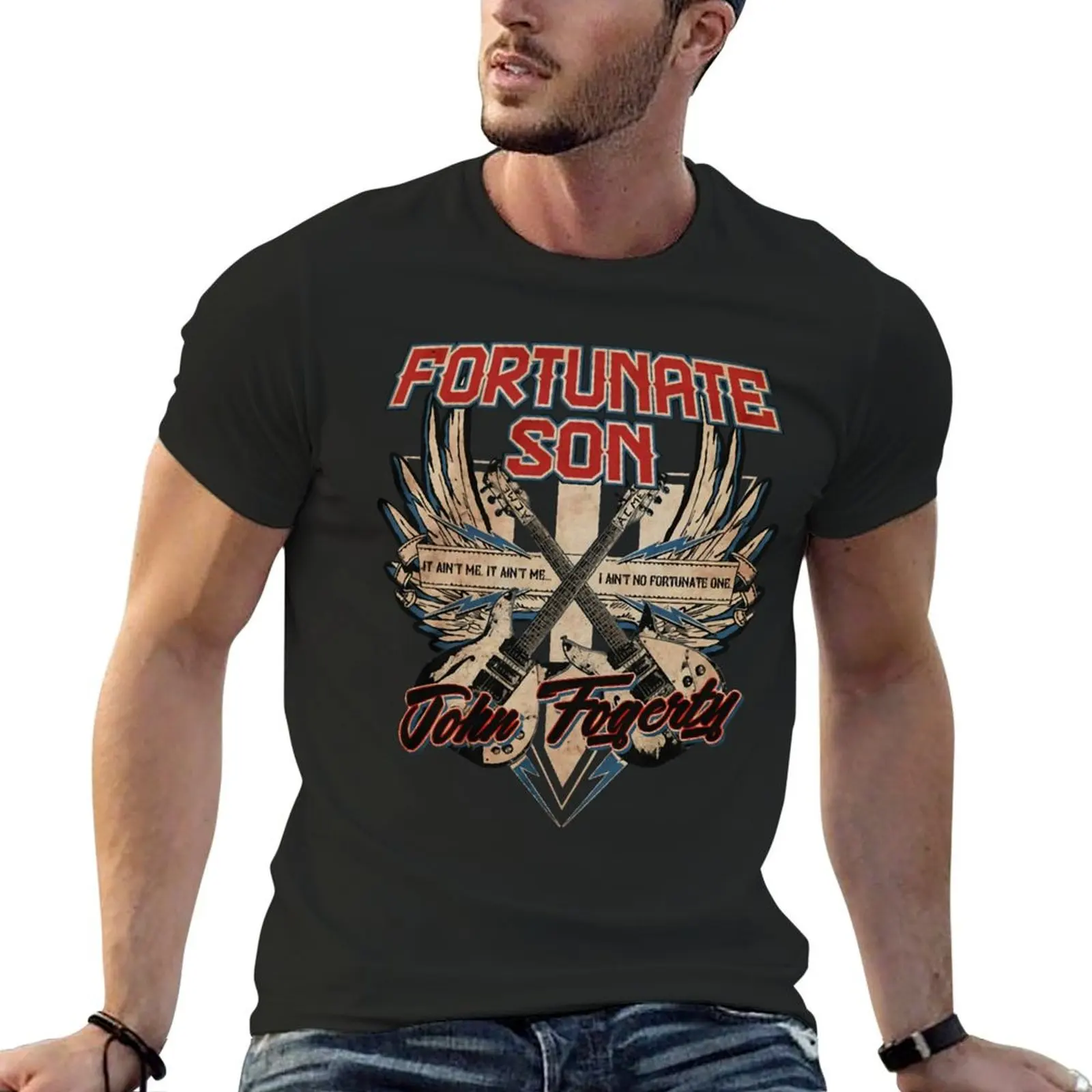 

John fogerty fortunate son fitted jersey T-Shirt shirts graphic blue archive cute clothes clothes for men