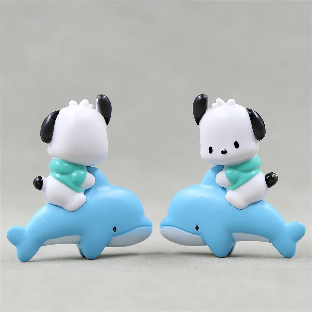 Sanurgente-Figurines d\'action Pochacco pour enfants, décoration de gâteau Kawaii, modèle de dessin animé, ornement, jouets mignons, cadeaux de Noël