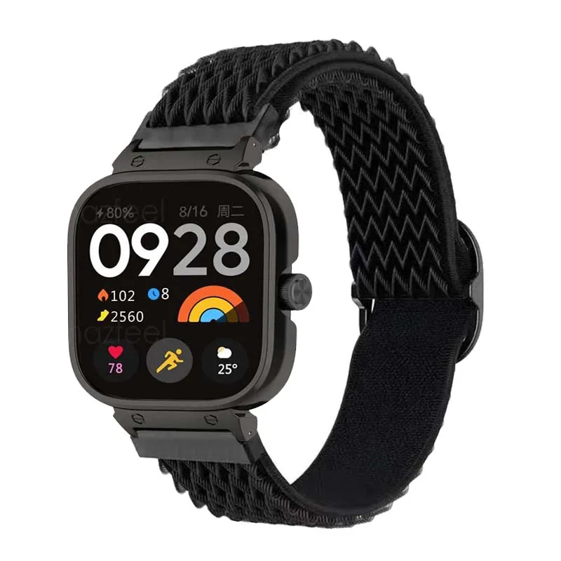 Armband für Redmi Watch 4, Nylonarmband + Stahlgehäuse, Armband Xiaomi Redmi Watch 4, Nylonarmband + Gehäuse, Redmi 4 Uhrenarmband