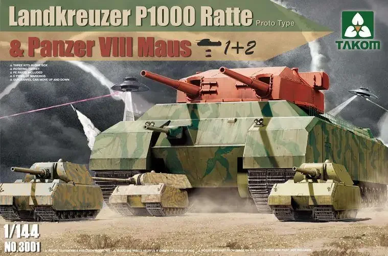 

Takom 1/144 3001 Landkreuzer P1000 храповая крышка и Panzer Maus 1 + 2