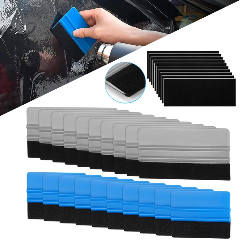 10/20 Pack Vinyl Wrap Squeegee 4 Inch/6 Inch Felt Edge Squeegee Window Film Tint Tool Decal Applicator Scraper with Fabric Felt
