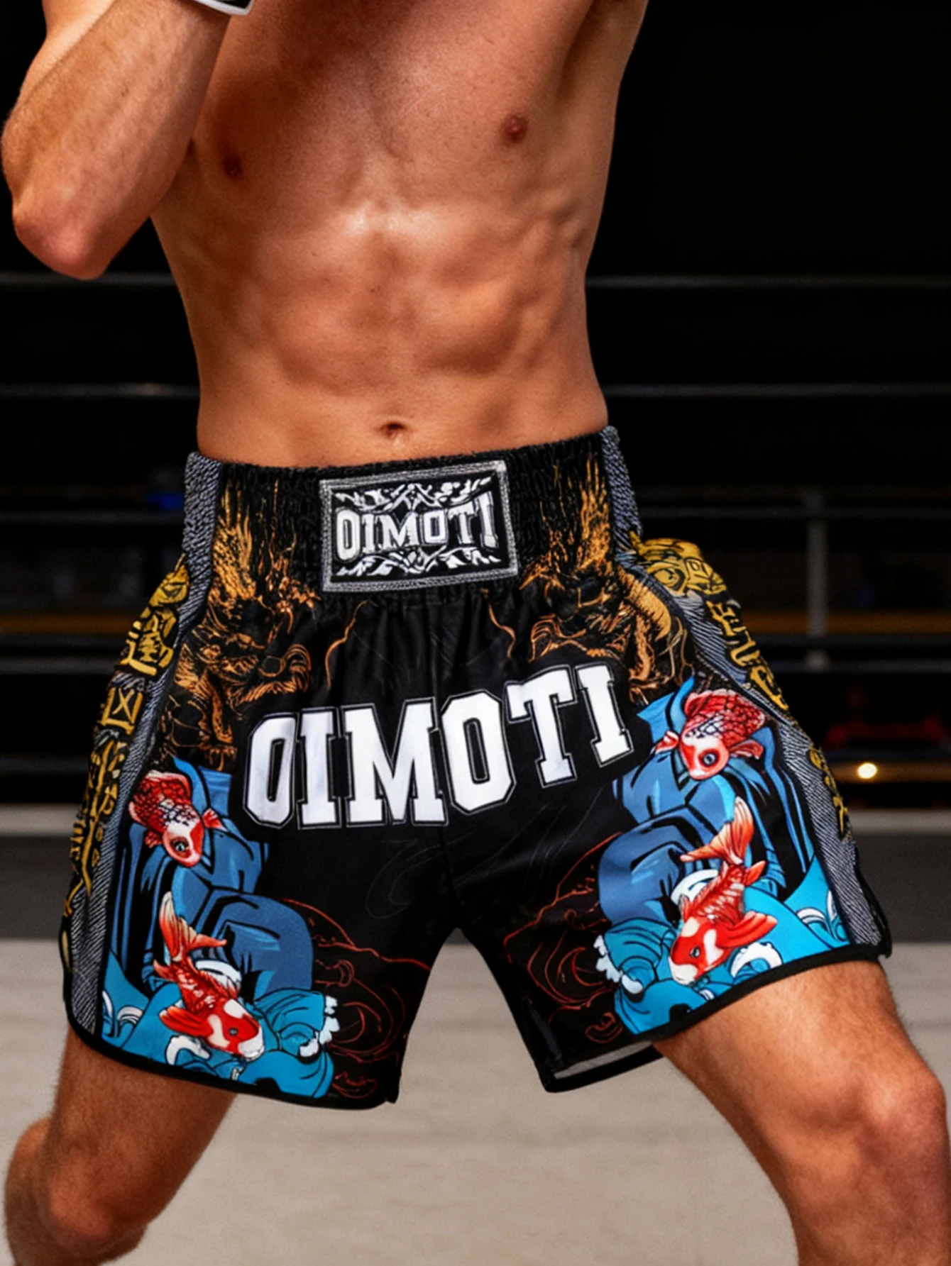 High-Waist Sports Shorts Boxing Fitness Shorts High-Elasticity Breathable Quick-Dry Fabric Sambo Jiu-Jitsu Training Shorts