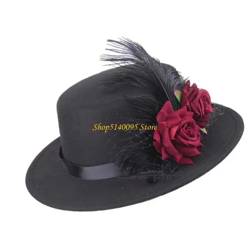 หมวก Dxae Victorian Hat Vintage Flower Hats Steampunk Hat Top Hat Halloween