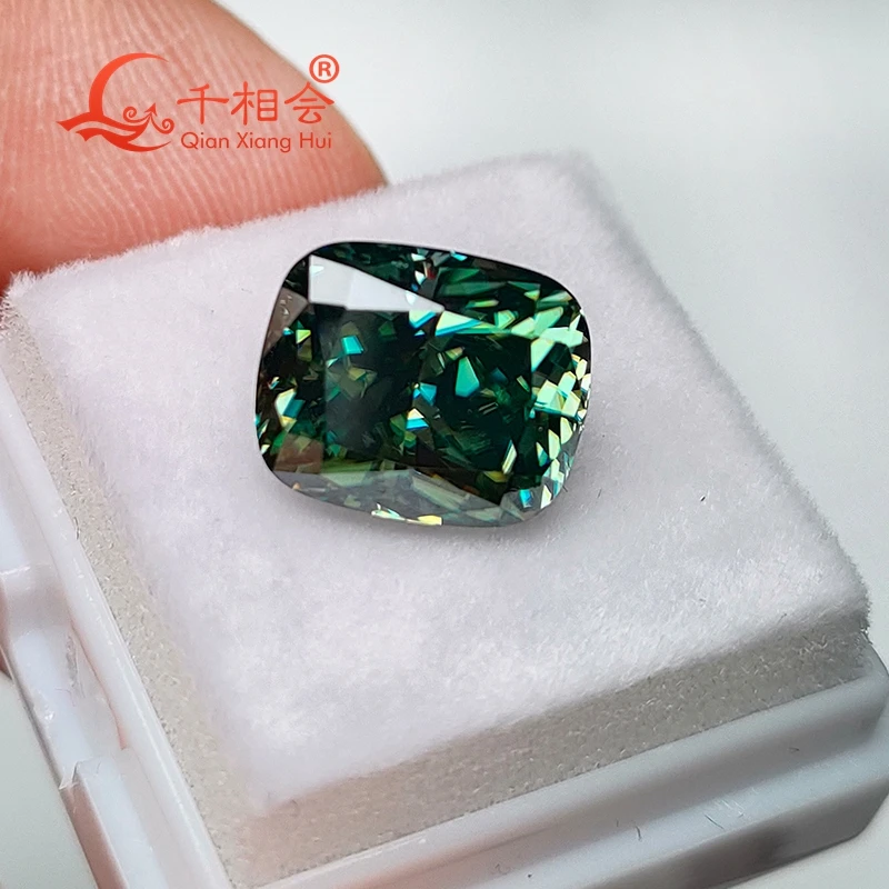 

long cushion shape 1ct -10ct wholesale cheapest green color moissanite diamond cut loose stone