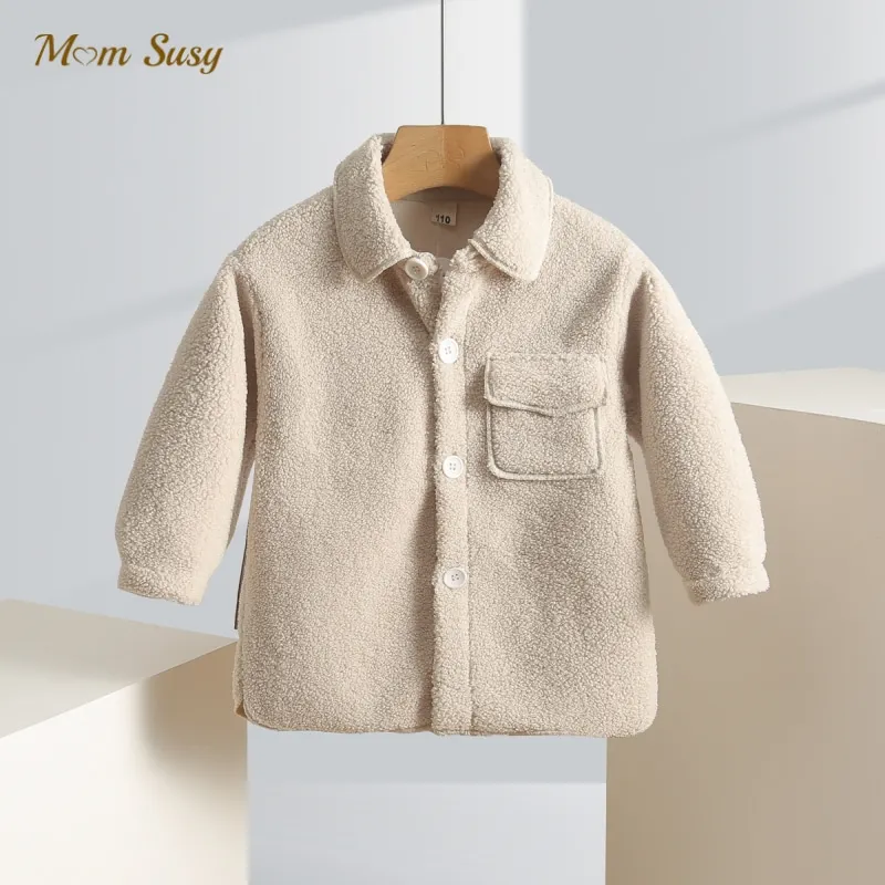 Fashion Baby Girl Boy Fleece Jacket Toddler Child Warm Sheeplike Shirt Coat Kid Outwear Spring Autumn Baby Clothes 2-10Y