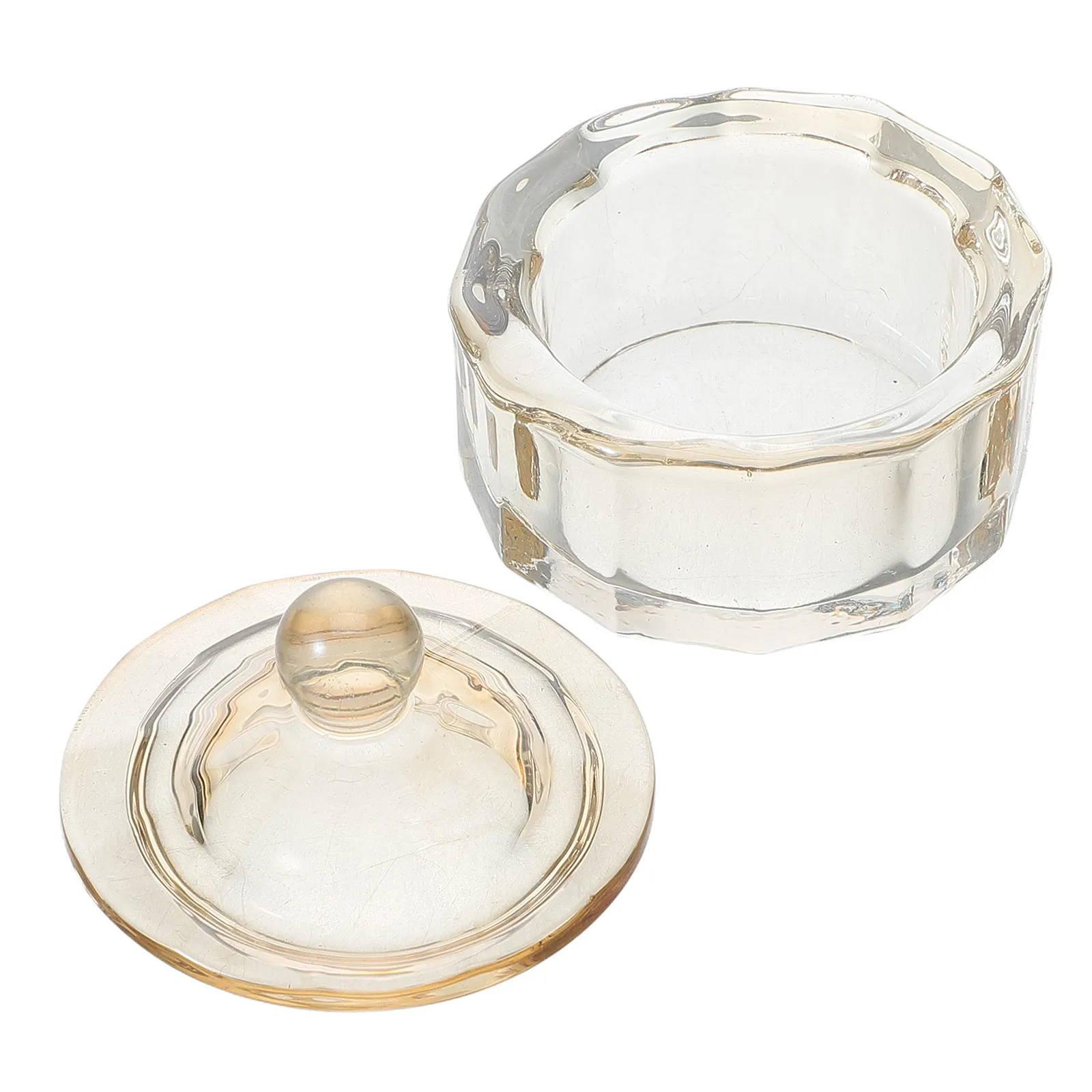 

Glass Dappen Dish with Lid for Nail Art Amber Crystal Cup for Liquid Nail Polish Soaking Bowl Manicure Supplies