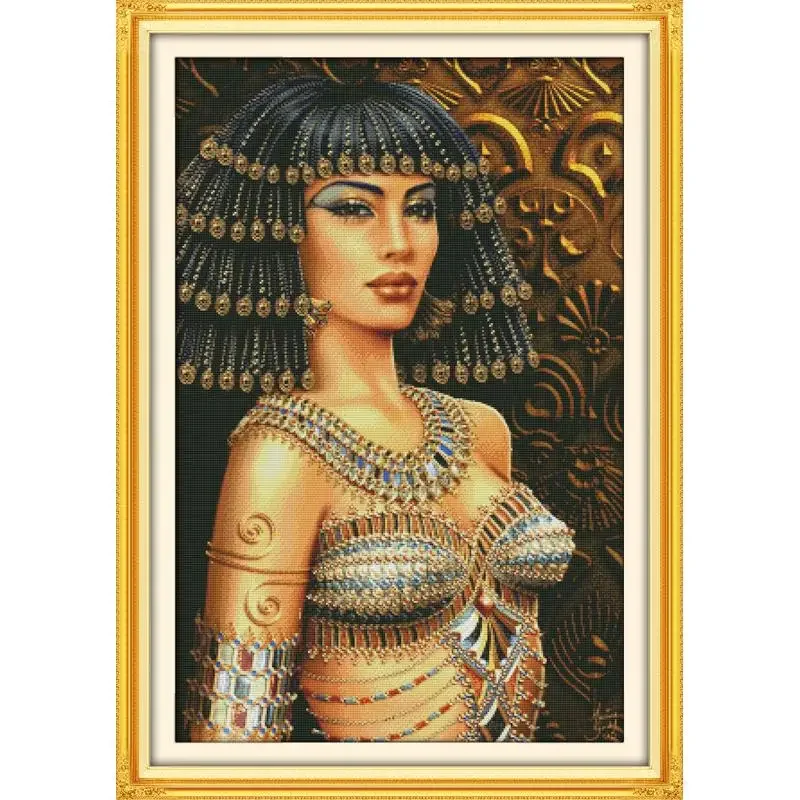 Joy Sunday Pre-printed Cross Stitch Kit  Easy Pattern Aida  Stamped Fabric Embroidery Set-Cleopatra