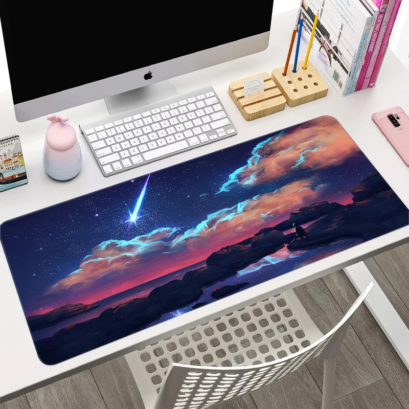 Purple Clouds Sky Mouse Pad Large Computer Office Game Table Mats XXL Rubber Anti-slip Gaming Keyboard Mousepads Long Desk Pads