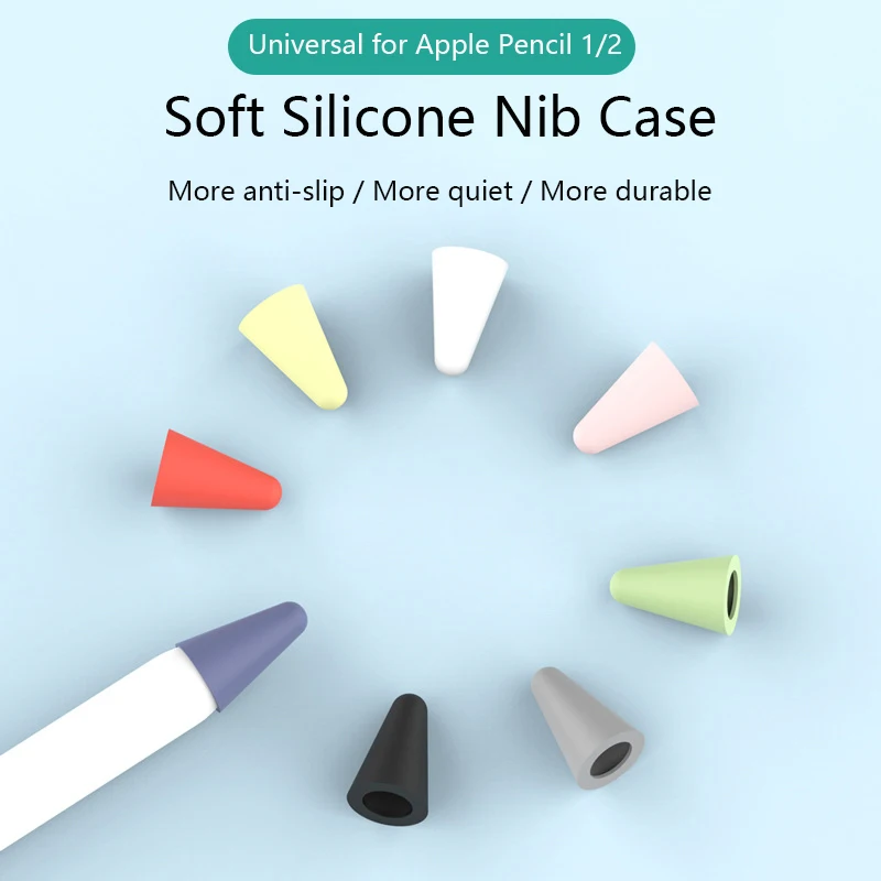 Colorful Skin 8pcs Pen Nib Protective Cover for Apple Pencil 1 2 Touch Screen Stylus for Apple Pencil Silicone Tip Case
