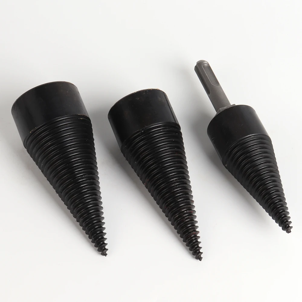 Foret à cône pour fendeuse de bois de chauffage, tige carrée hexagonale ronde, brise-bois fendu, outils de travail de calcul, 32mm, 38mm, 42mm,