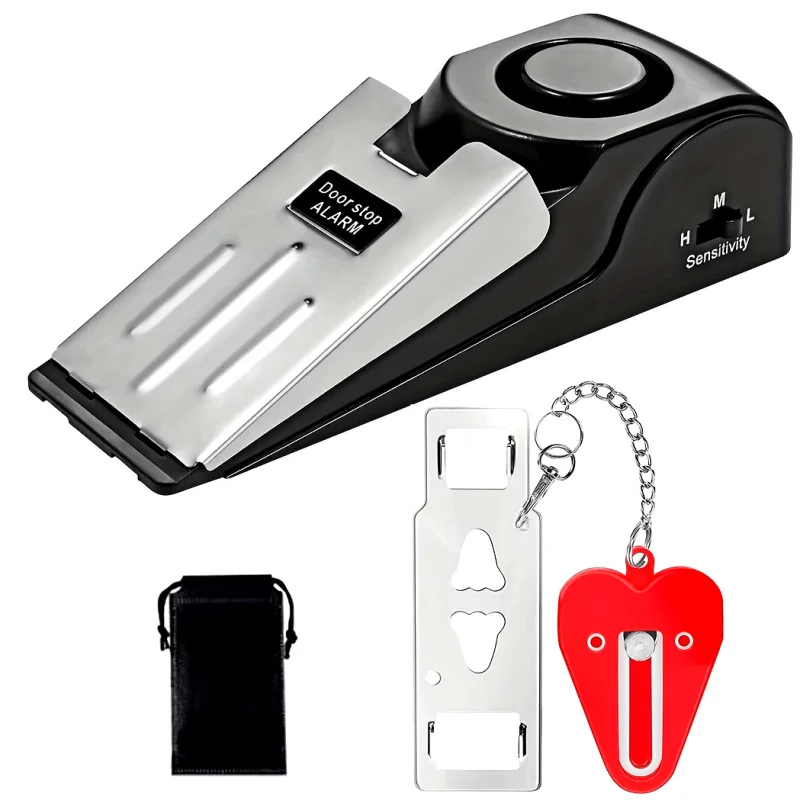 2 Pcs，Upgraded Portable Door Lock and Door Stop Alarm, Double Protection Security Door Kit for Traveling Hotel Home Apartment