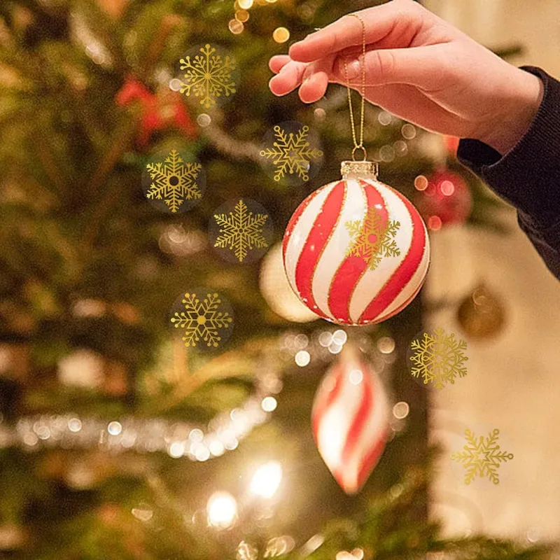 100-500pcs 1 Inch Round Transparent Merry Christmas Stickers Holiday Self Adhesive Stickers for Christmas Decor Wedding Cards