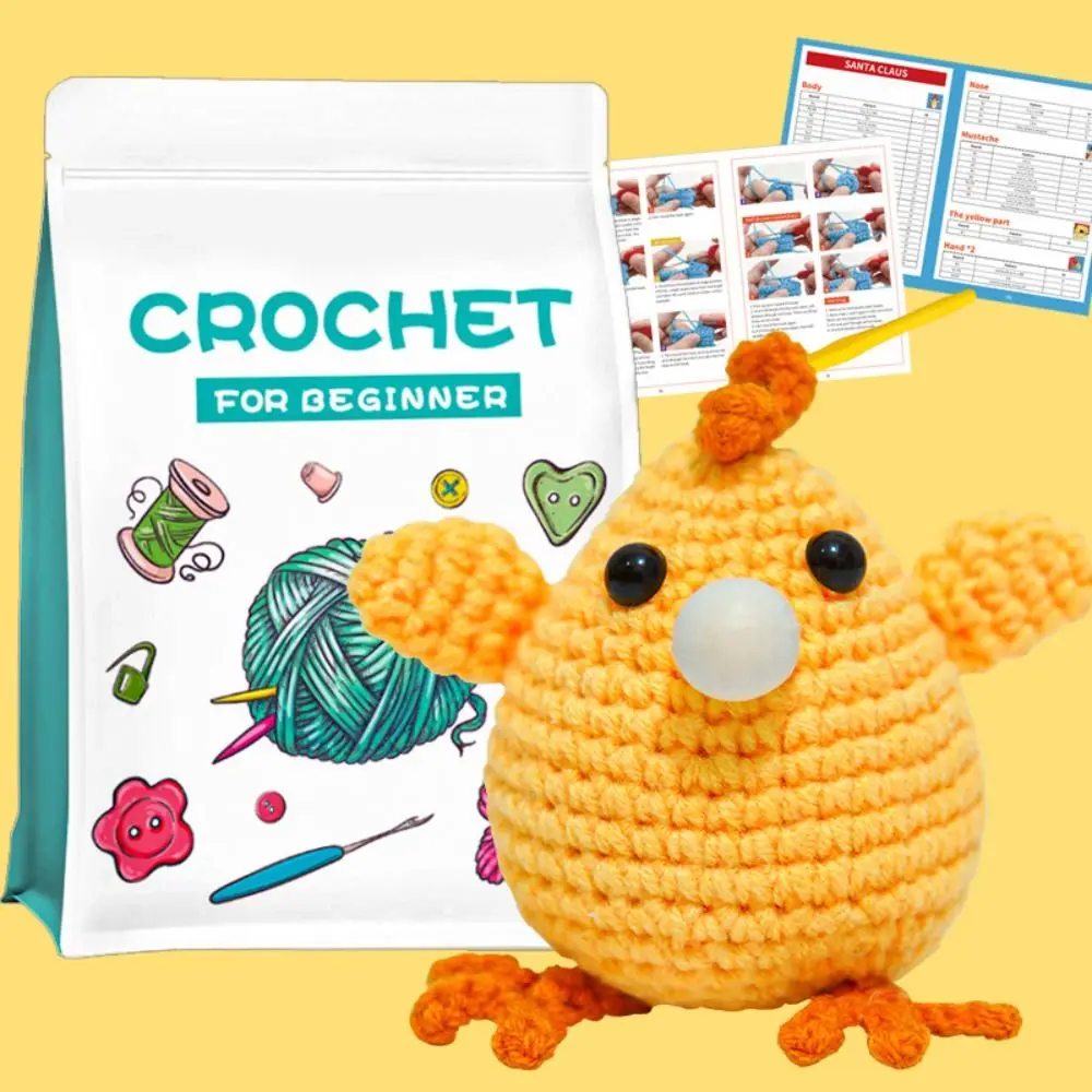 

Beginner Crochet Starter Kit Chick Frog DIY Crochet Animal Kit With Video Tutorials Puffer Fish Crocheting Knitting Kit