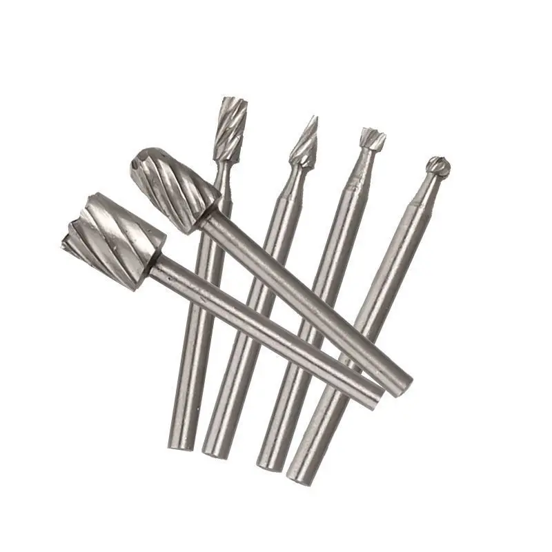 6PCS 3.17mm Shank Rotary Files Set Carbide Wood Carving Bits for Electric Engraving Tool