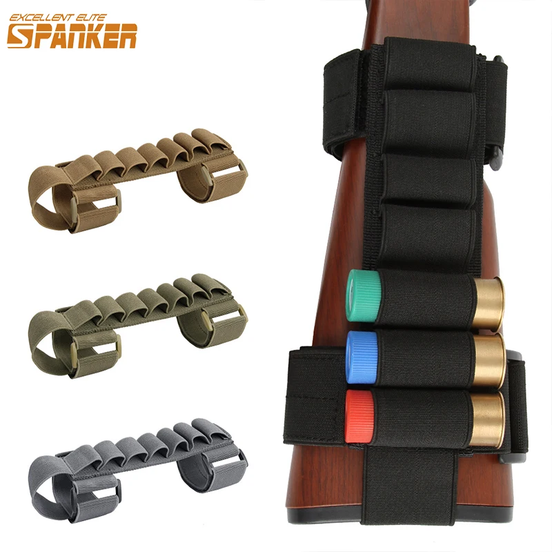 Tactical 5 Rounds Shotgun Buttstock Pouch Shell Holder Bullet Cartridge Bandolier Gun Magazine Pouch Hunting Accessory