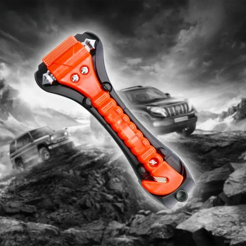 Survival Safety Hammer Camping Driving Car Seat Belt Cutter Emergency Escape Hammer To Break Window Glass RED