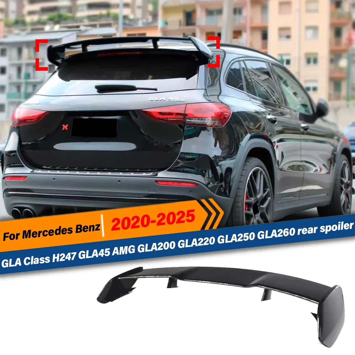 

For Mercedes Benz GLA Class H247 GLA200 250 35 45 2020 2021 2022 2023 2024 2025 AMG Style Rear Roof Top Trunk Wing Spoiler Lip